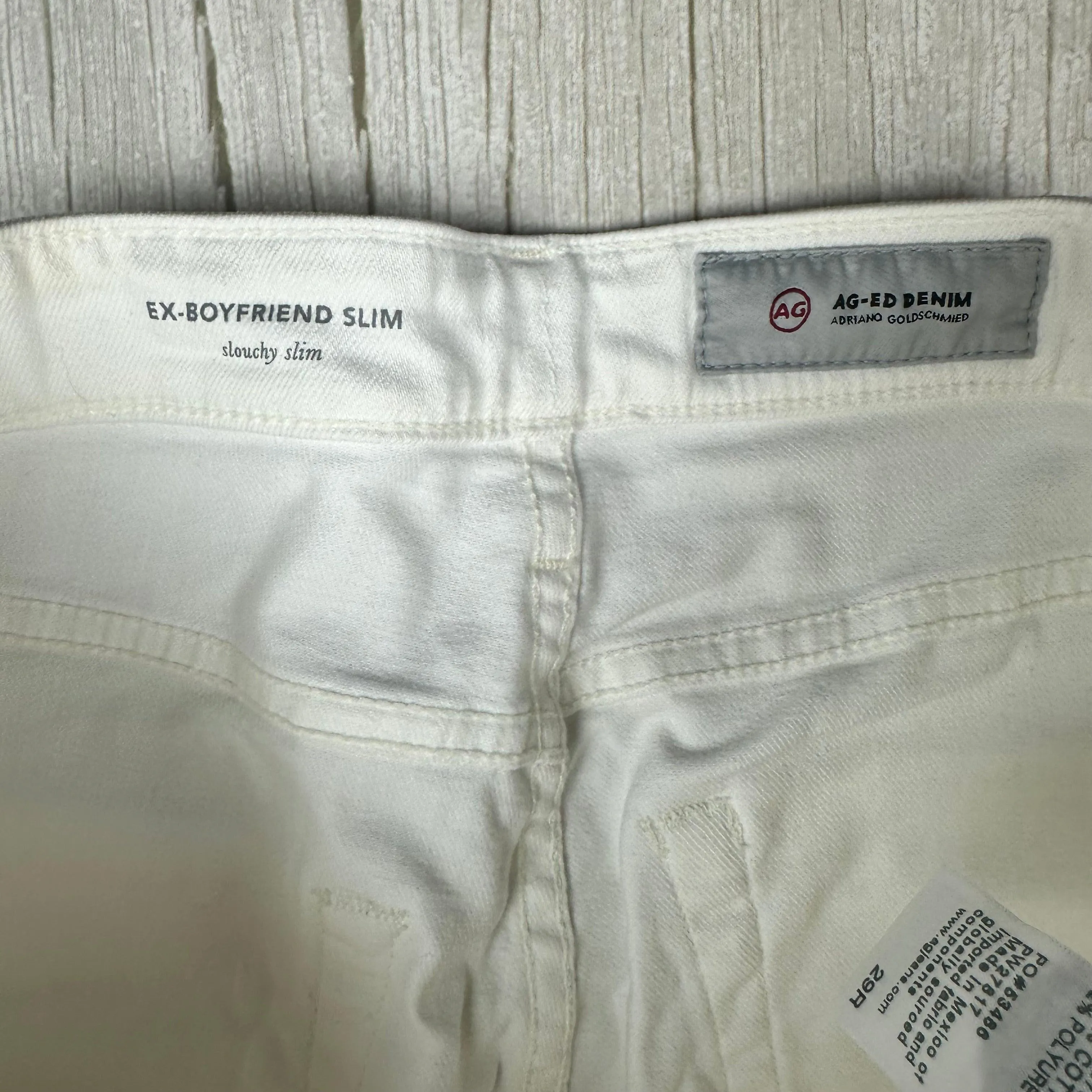 AG Adriano Goldschmied 'Ex-Boyfriend Slim' White Jeans - Size 29R