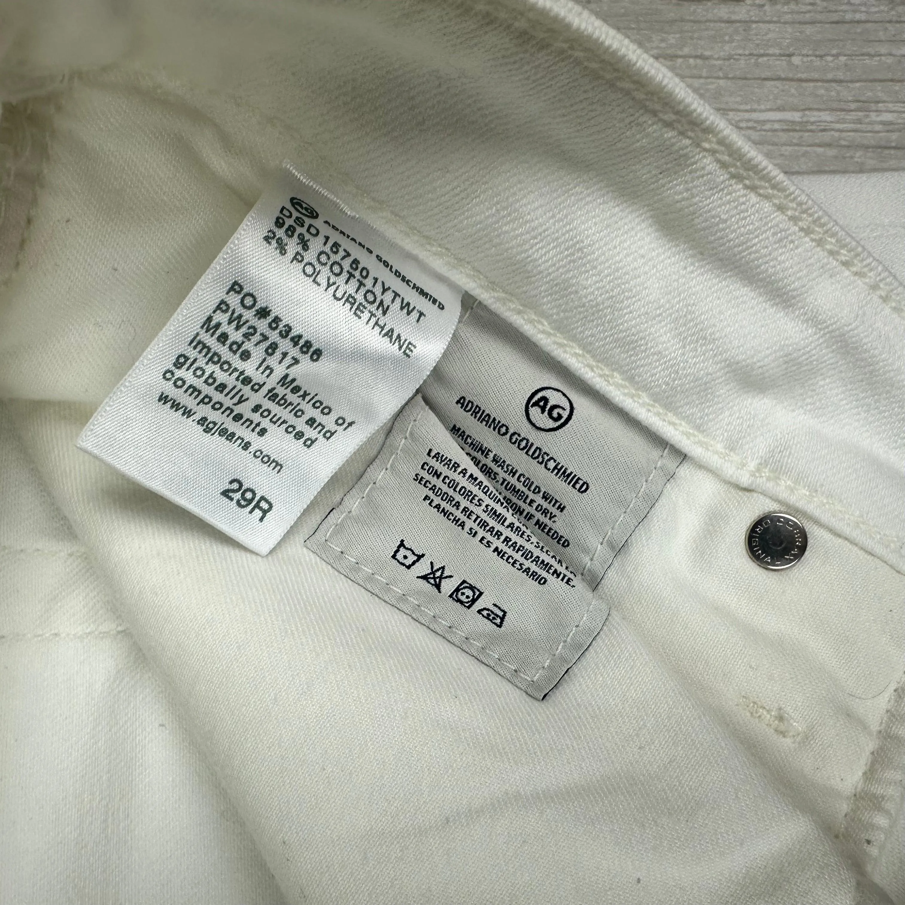 AG Adriano Goldschmied 'Ex-Boyfriend Slim' White Jeans - Size 29R