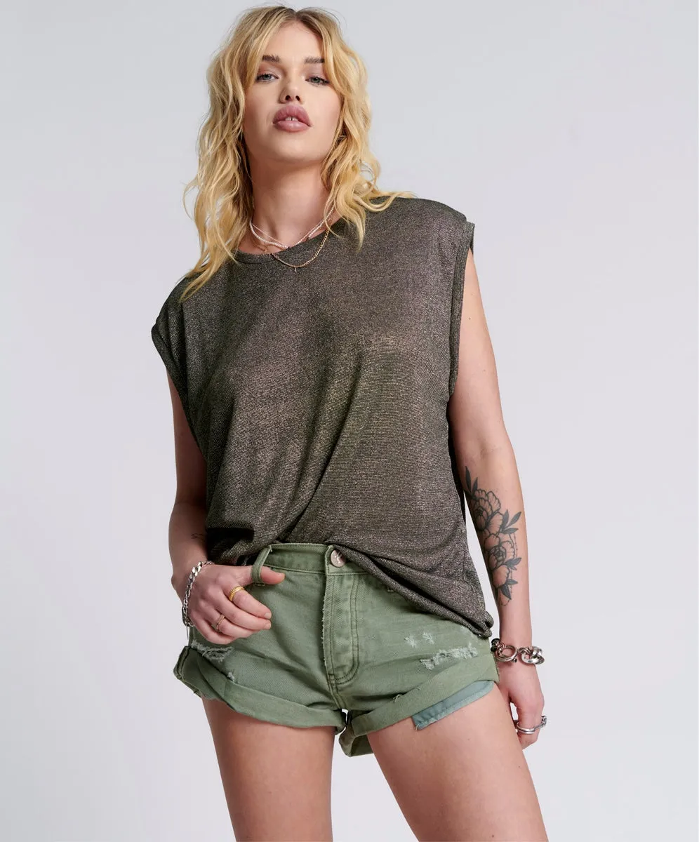 BANDIT LOW WAIST DENIM SHORT | SUPER KHAKI