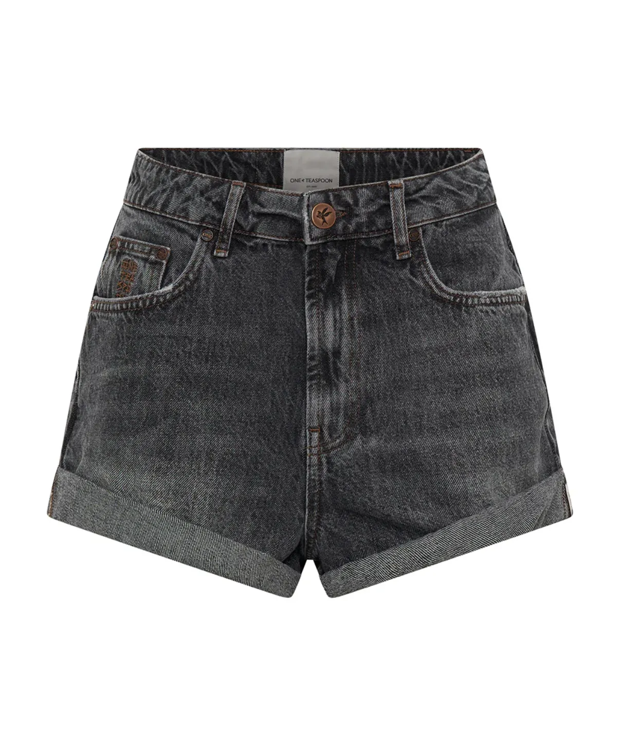 BANDITS HIGH WAIST DENIM SHORT | CHARCOAL