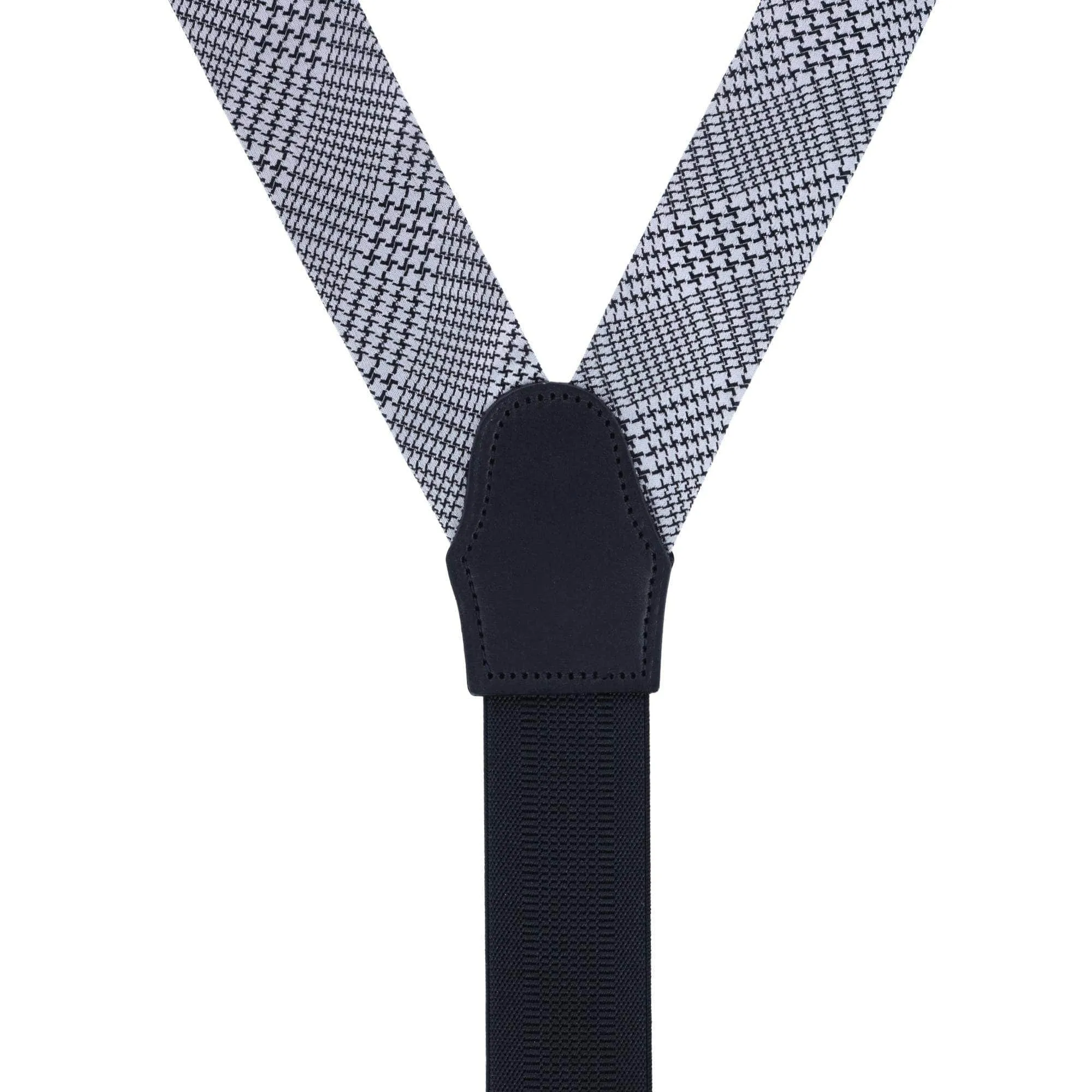 Benji The Houndstooth Plaid Silk Button End Braces