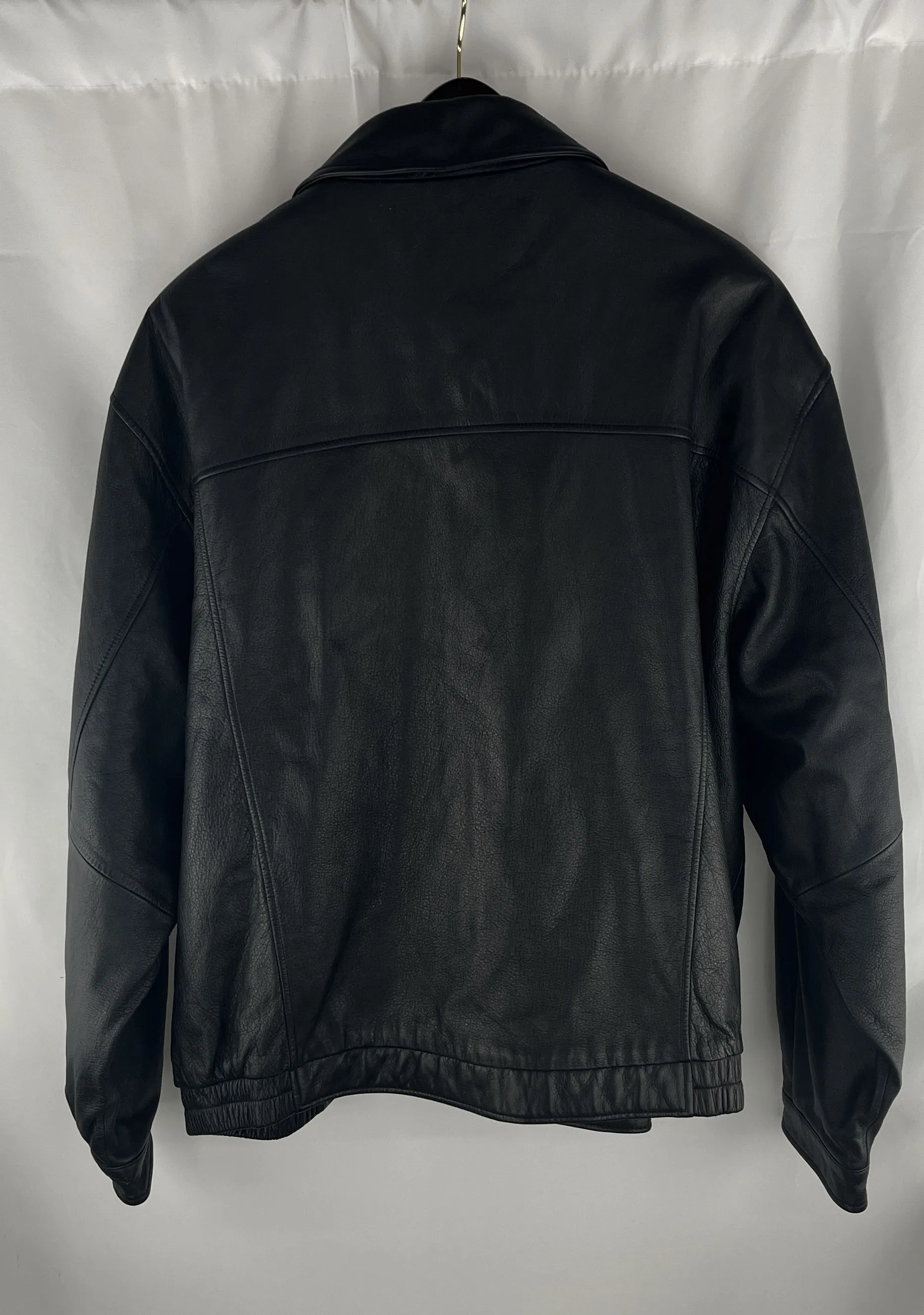 Croft & Barrow Men's Heavy Black Leather Bomber Jacket Size XXL