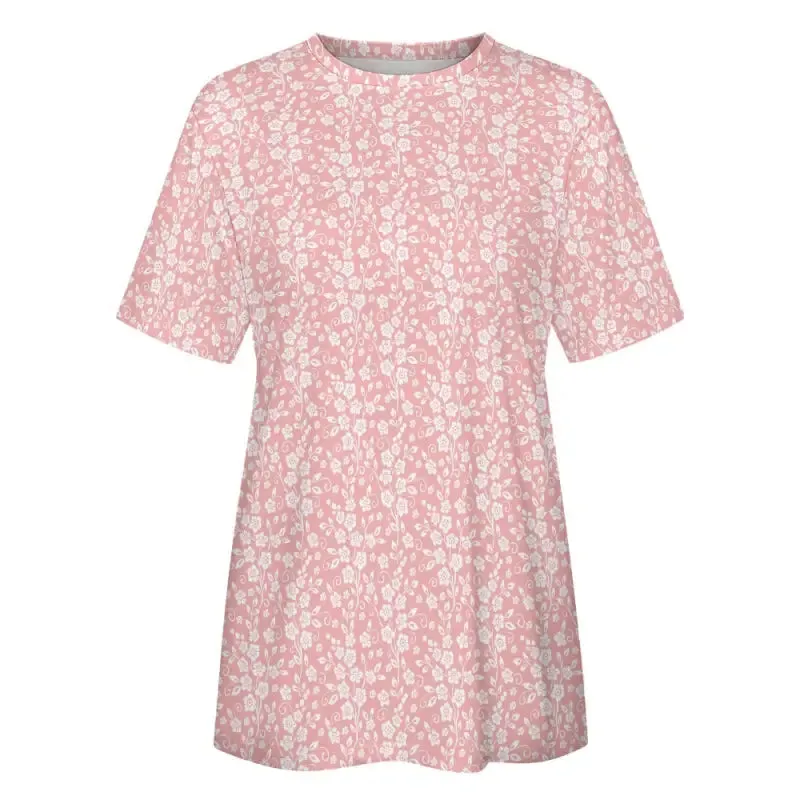Cuddle in Style with Pink Ditzy Floral Short Sleeve Cotton Chaos