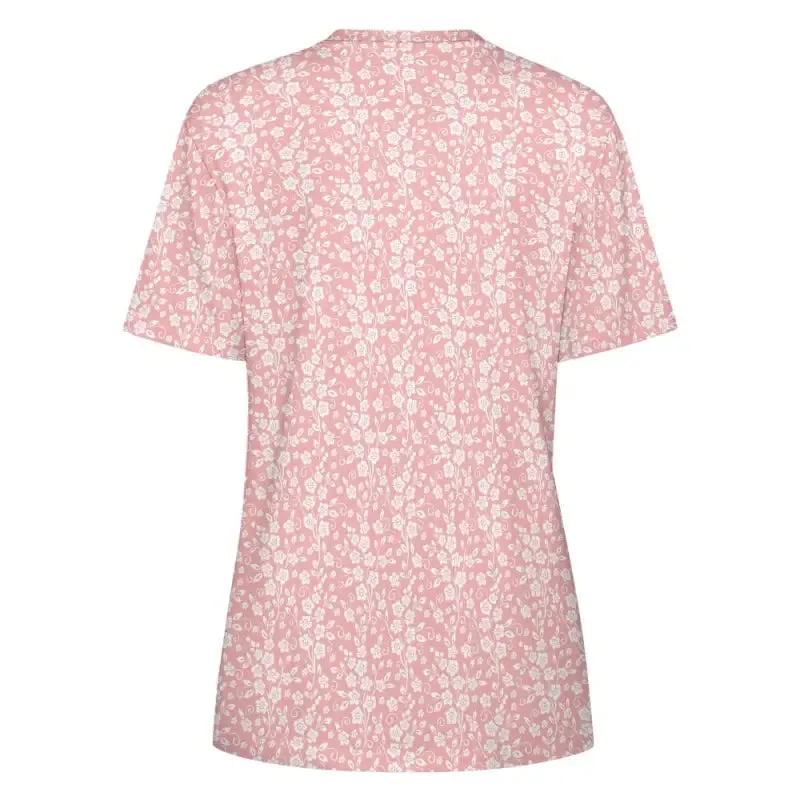 Cuddle in Style with Pink Ditzy Floral Short Sleeve Cotton Chaos