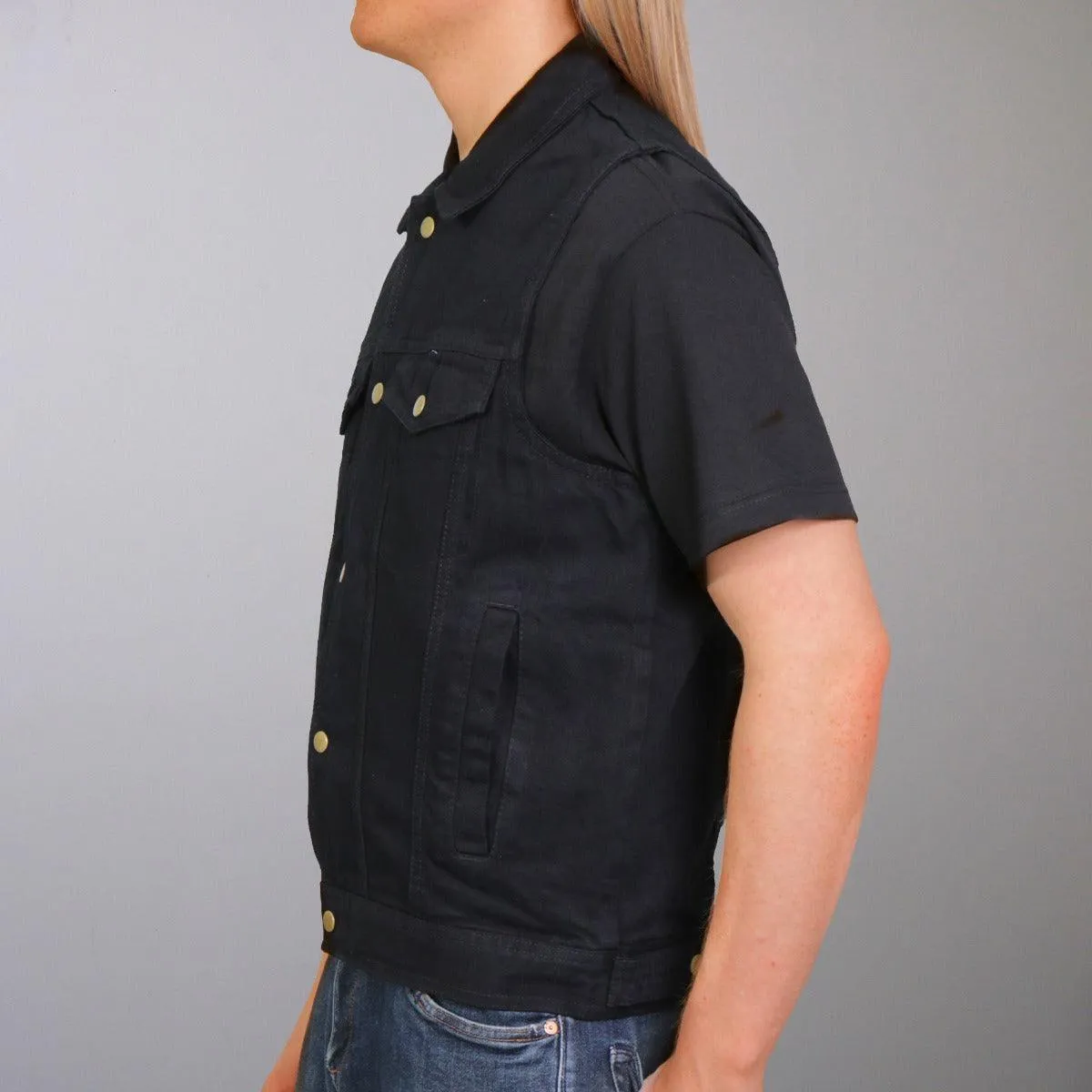 Hot Leathers Men's Black Denim Vest