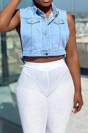 hulianfu Denim Boyish Single Breasted Coat