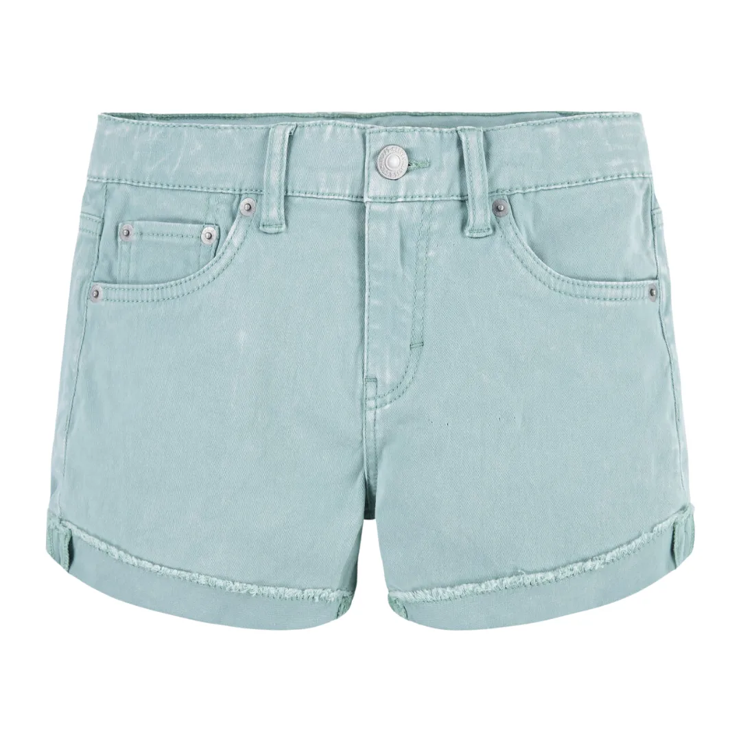 Levi's Girls Angled Fray Cuff Girlfriend Shorts Malachite Green (Big Kids)