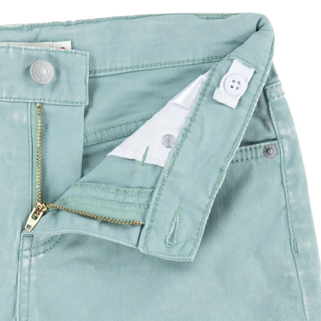 Levi's Girls Angled Fray Cuff Girlfriend Shorts Malachite Green (Big Kids)