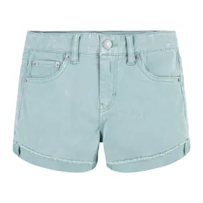 Levi's Girls Angled Fray Cuff Girlfriend Shorts Malachite Green (Big Kids)