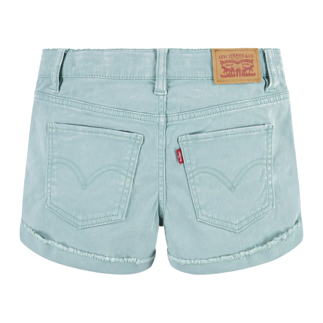 Levi's Girls Angled Fray Cuff Girlfriend Shorts Malachite Green (Big Kids)