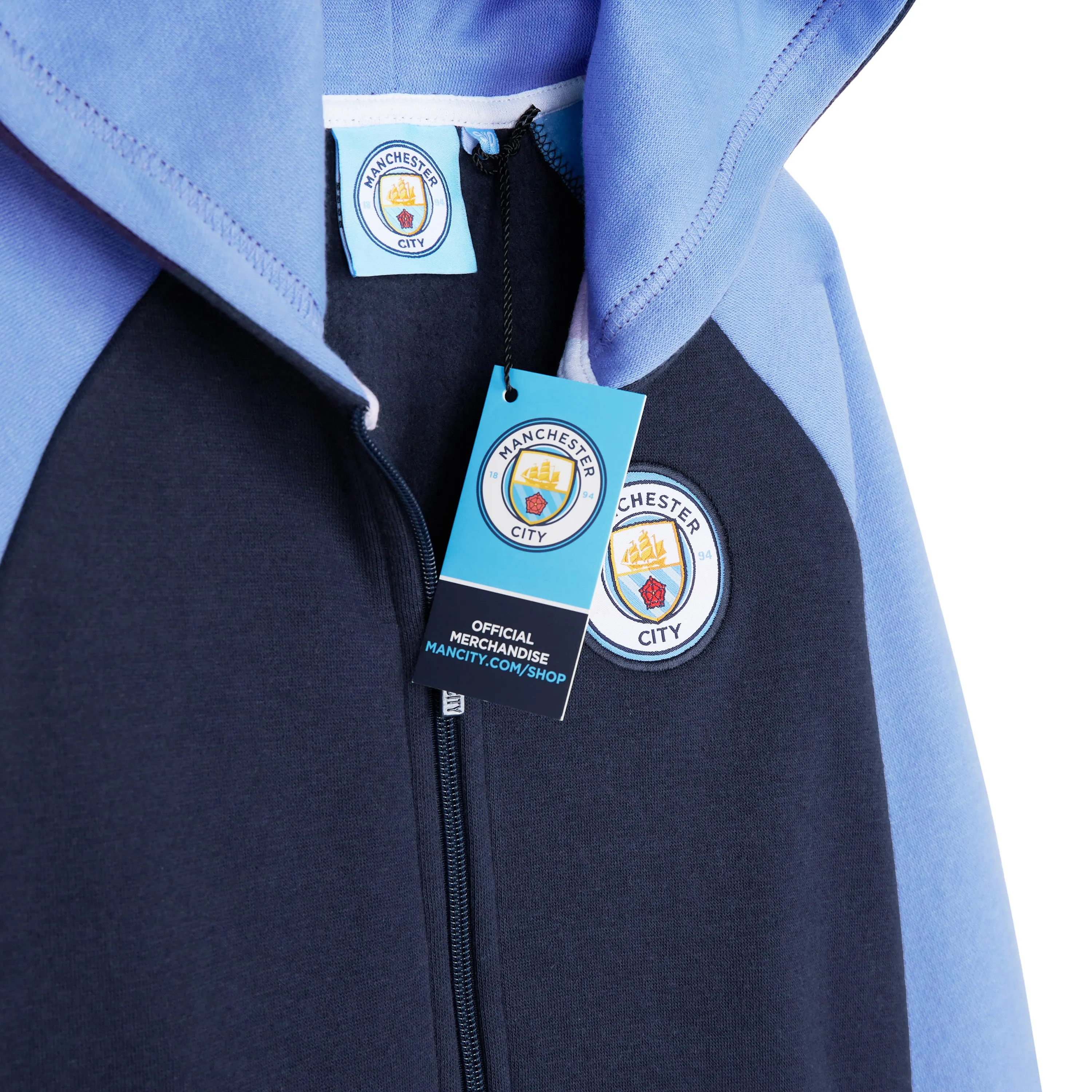 Manchester City F.C. Boys Zip Up Hoodie with Pockets