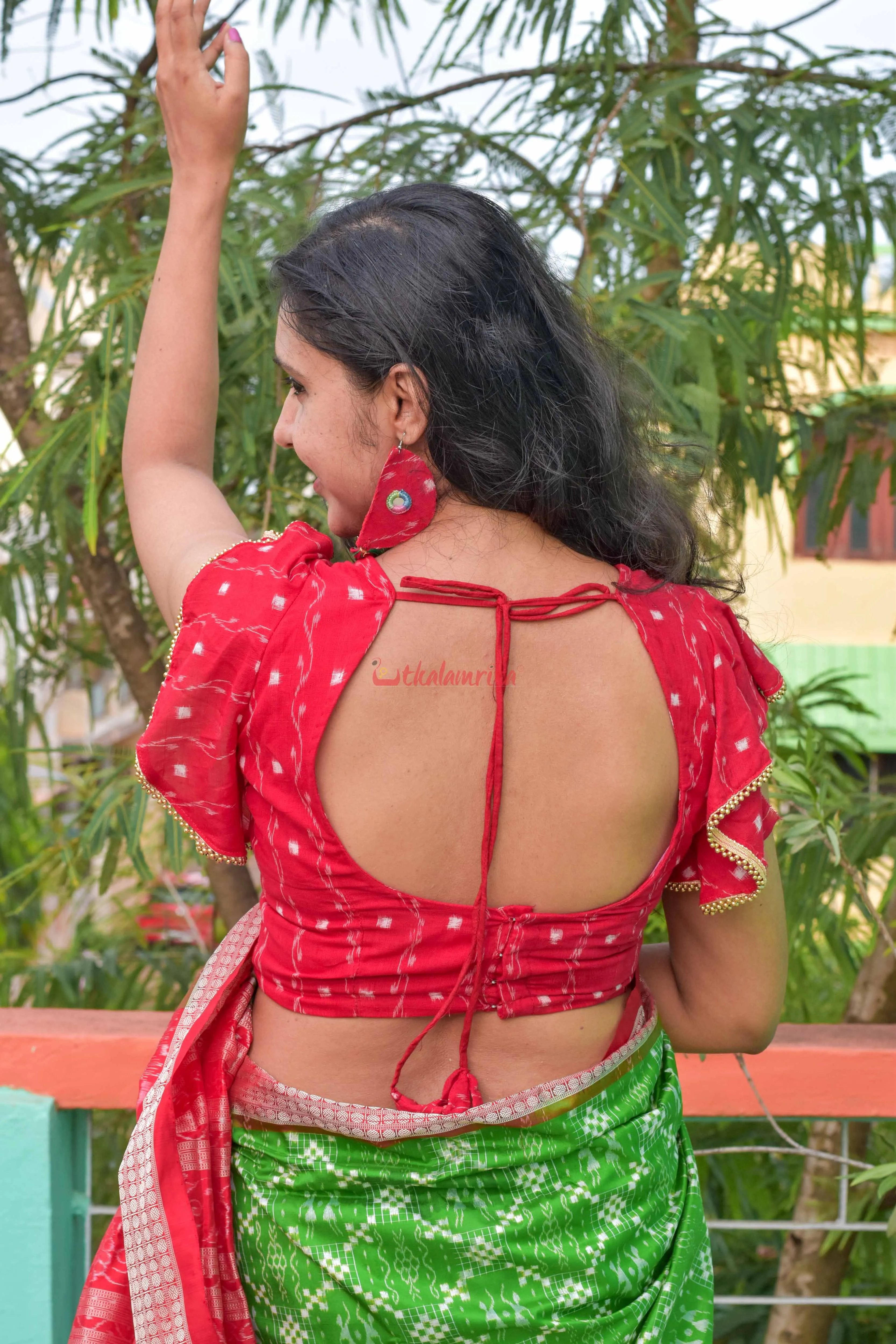 Red Tipa Golden Sleeve Ends (Blouse)