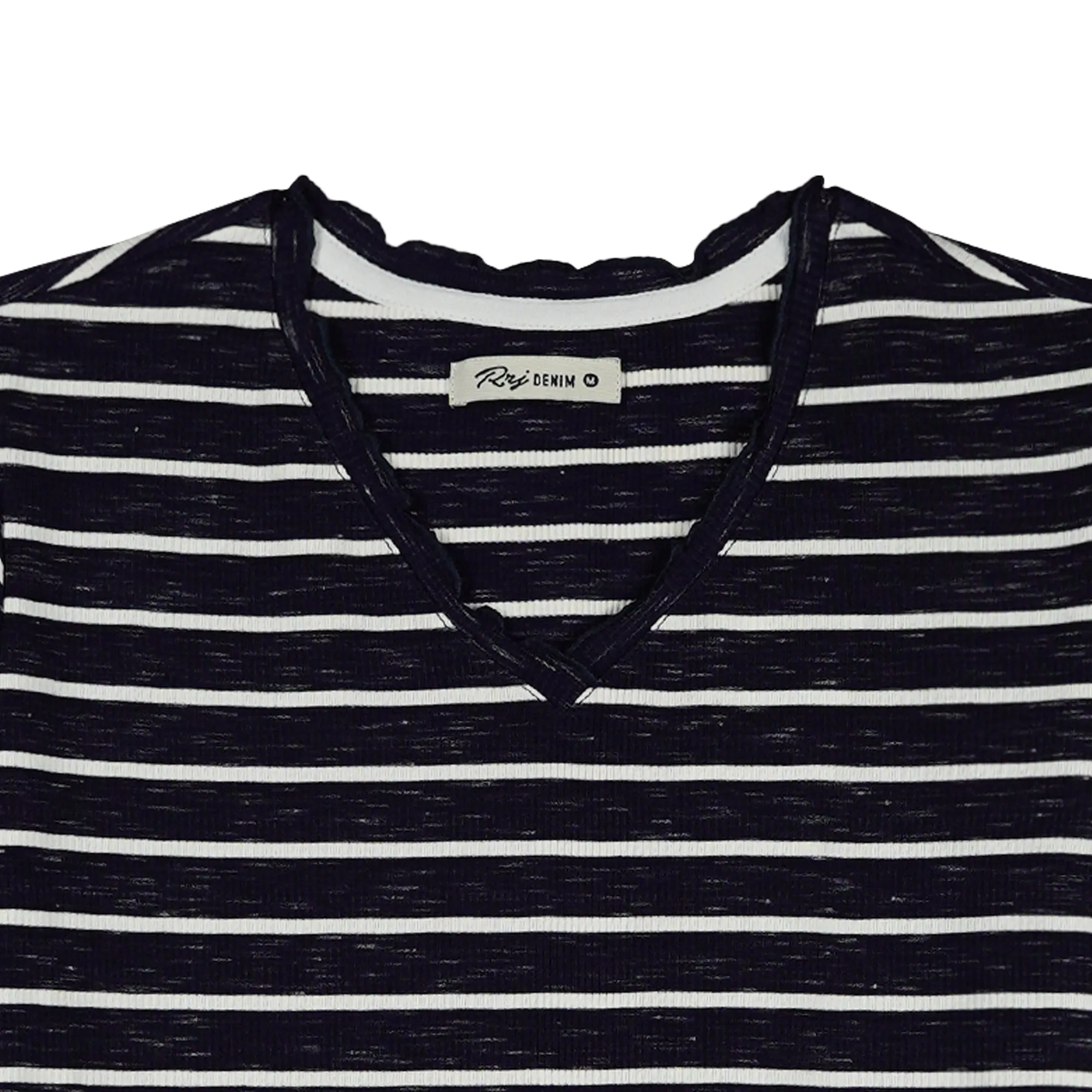RRJ Basic Tees for Ladies Regular Fitting Ribbed Fabric Trendy fashion Casual Top Navy Blue Tees for Ladies 111161-U (Navy Blue)