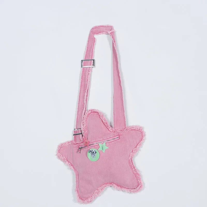 Star Shaped Denim Crossbody Bag Y2K