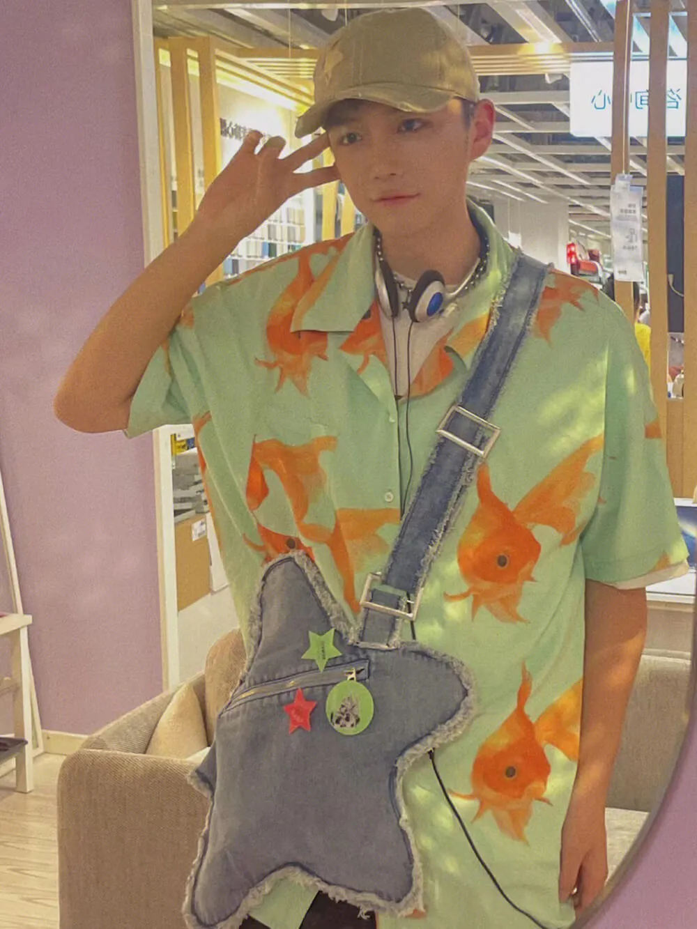 Star Shaped Denim Crossbody Bag Y2K