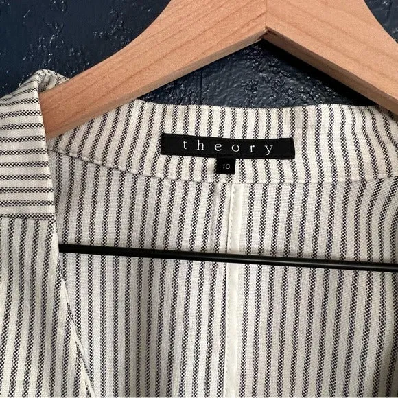 Theory Pinstripe Open Front Lanai Canvas Blazer