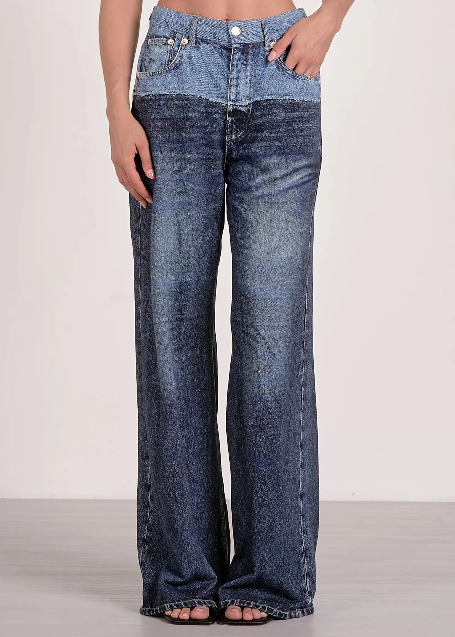 Two Tone Denim Knit Pant - Elan