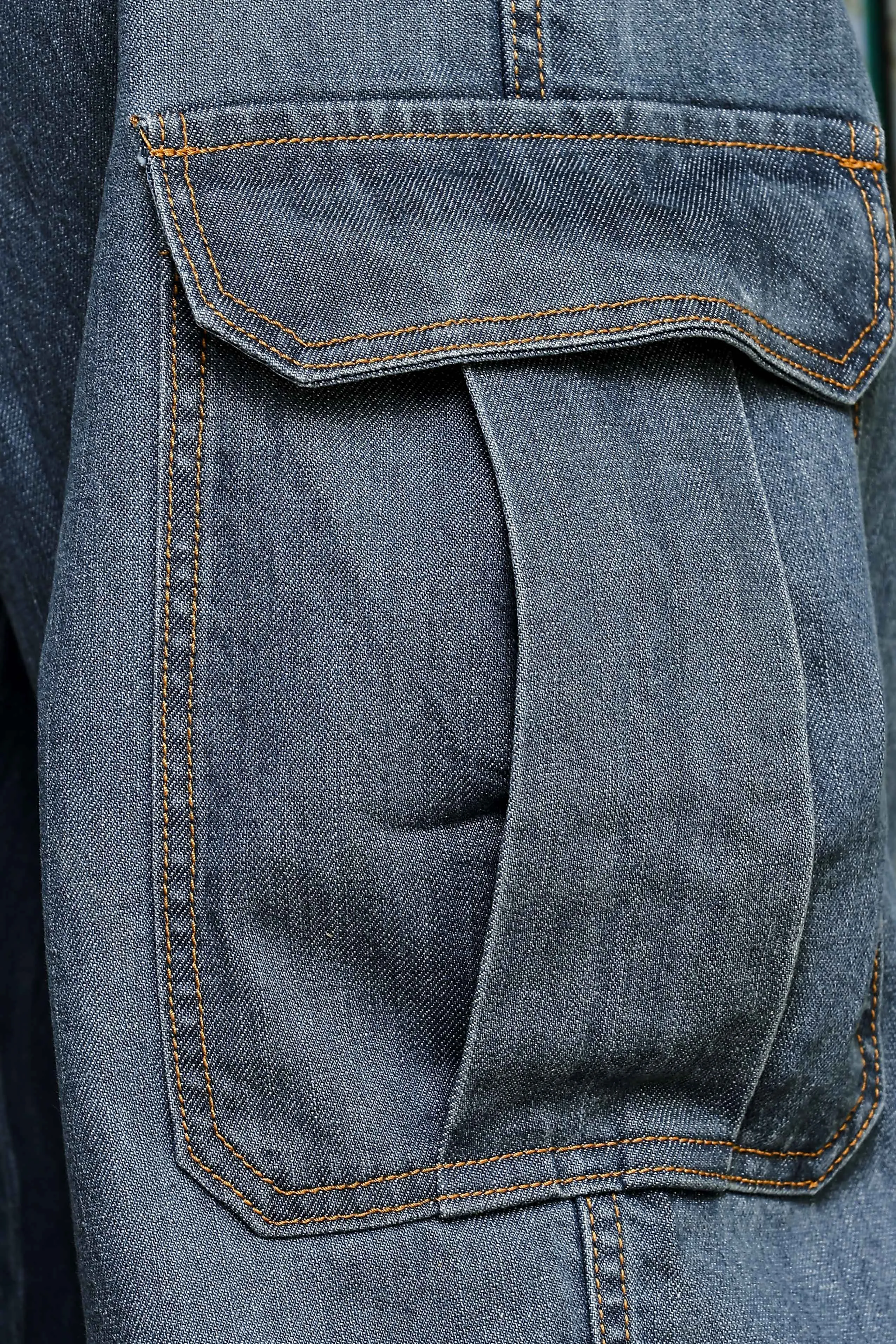 Unisex Blue Relaxed Fit Denim Baggy Cargo