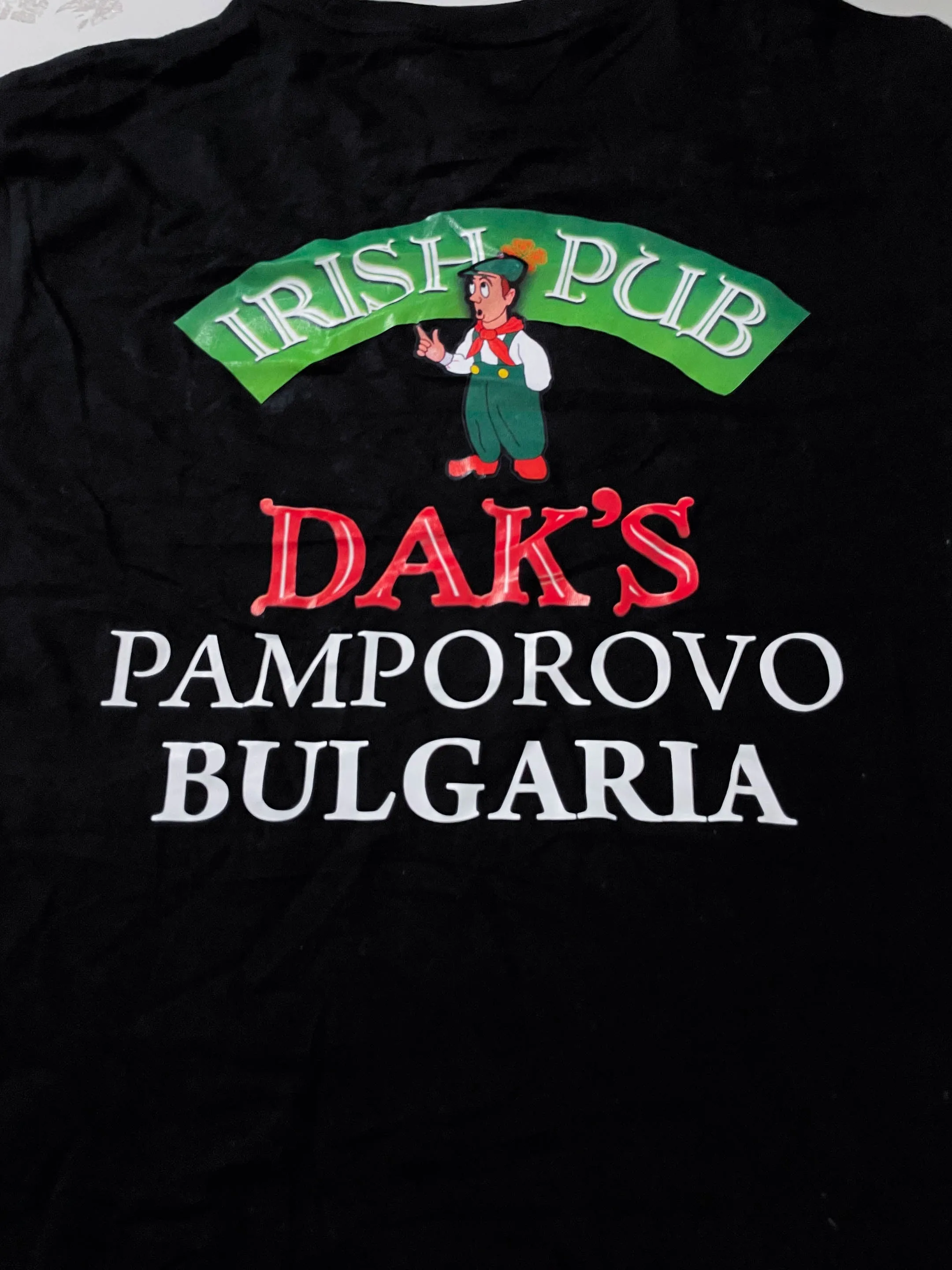 Vintage Men's Payper Irish pubs graphics black tees in M|L 29 W20| SKU 4150